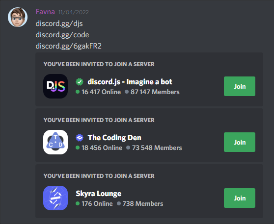 Several links and their rendering
